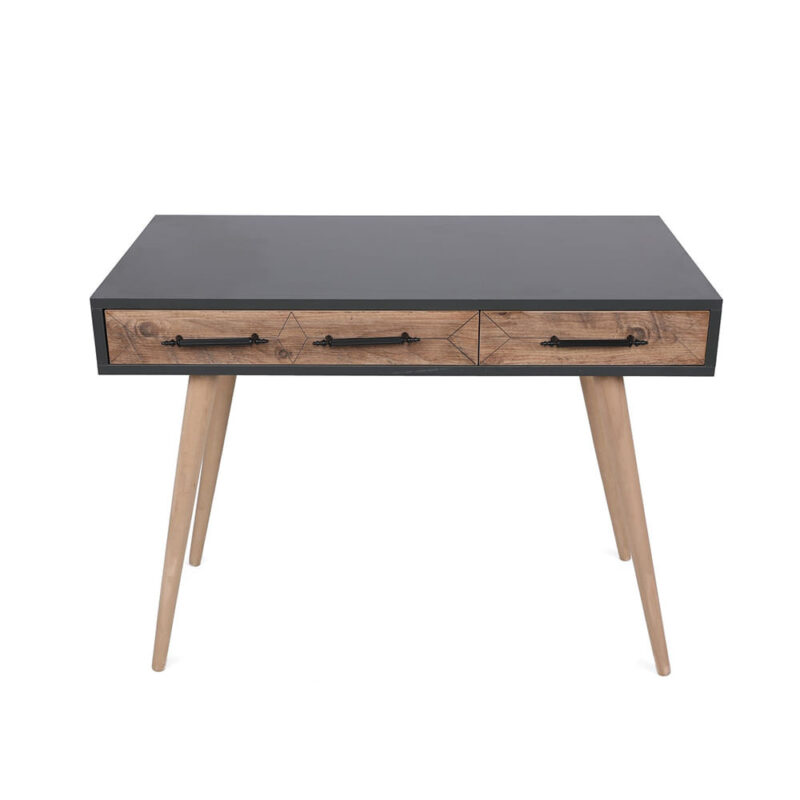 Бюро Kalune Design 854KLN1502, 105х55 см, 2 чекмеджета, Меламиново покритие,  Светлокафяв/черен Намаления и отстъпки ЧеренПетък 3