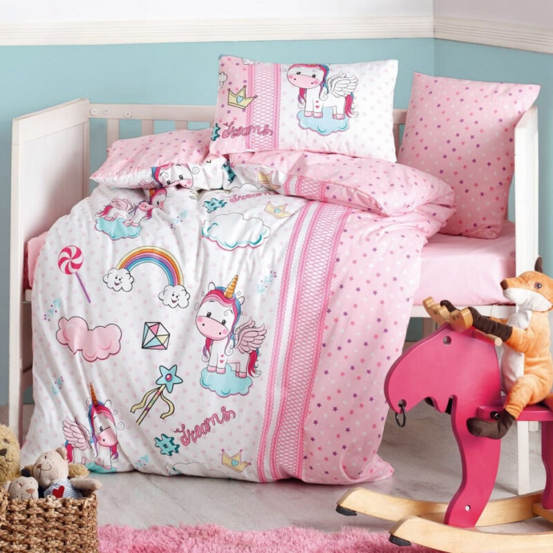 Детски спален комплект Cotton Box 129CTN3020, 4 части, Памук Ranforce, Плик 100х150, Чаршаф 120х150, Розов Намаления и отстъпки ЧеренПетък 3