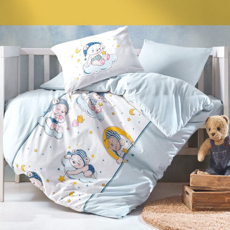 Детски спален комплект Cotton Box 129CTN3042, 3 части, Памук Ranforce, Плик 100х150, Чаршаф 120х150, Син Намаления и отстъпки ЧеренПетък 3