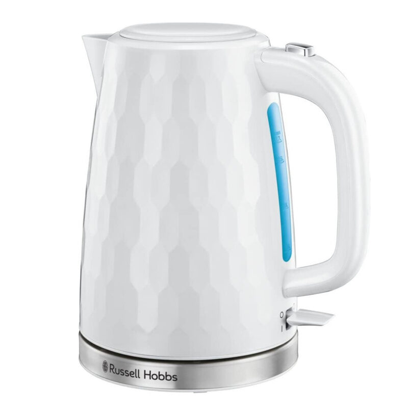 Електрическа кана Russell Hobbs Honeycomb 26050-70, 3000 W, 1.7 л, Стомана, Чучур без подливане, Бял Намаления и отстъпки ЧеренПетък 3