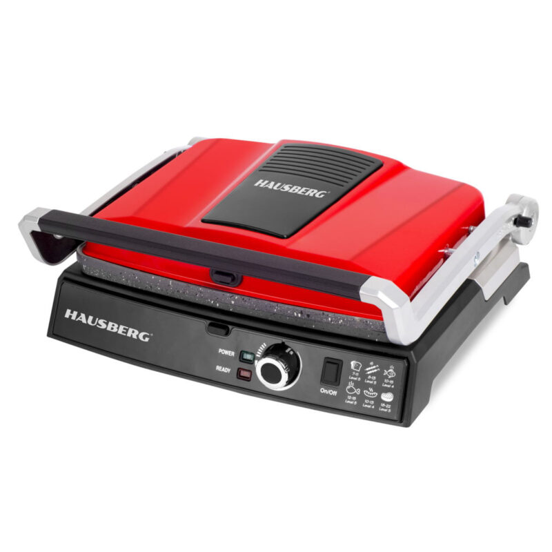 Електрическа скара Hausberg HB-633RS, 2200W, 30х24.5cm, Отваряне на 180 гр, Мраморно покритие, Червен Намаления и отстъпки ЧеренПетък 3