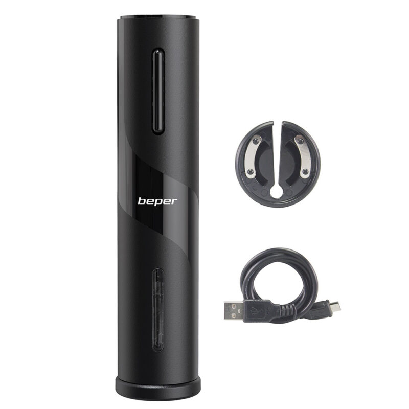 Електрически тирбушон Beper P102ACP100, 18W, USB, Резачка за фолио, Черен Намаления и отстъпки ЧеренПетък 2