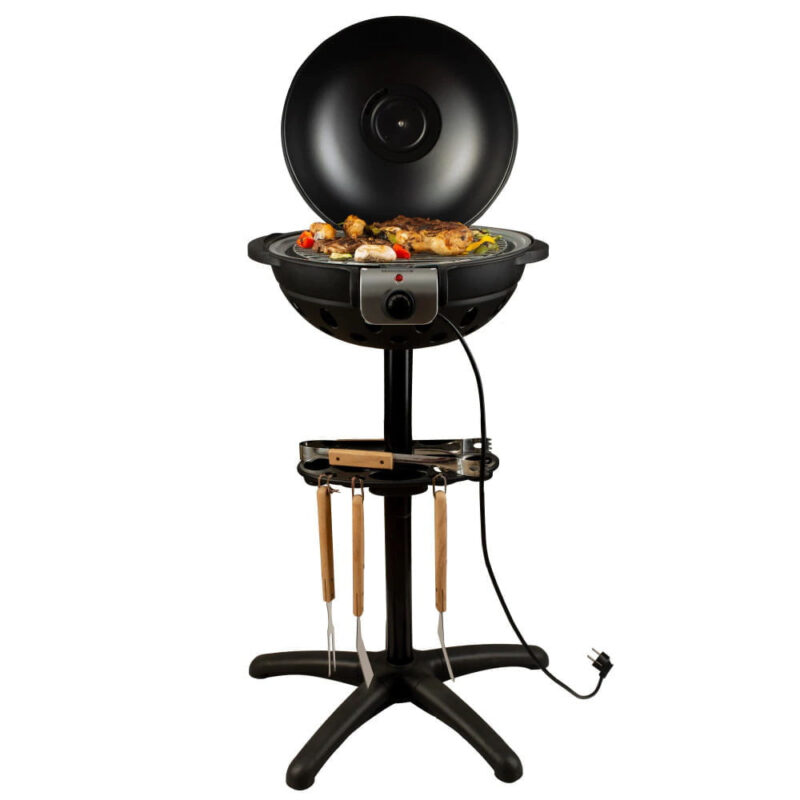 Електрическо барбекю Hausberg HB-540, 1600W, 36 cm, Термостат, 5 нива, Включени прибори, Черен Намаления и отстъпки ЧеренПетък 3