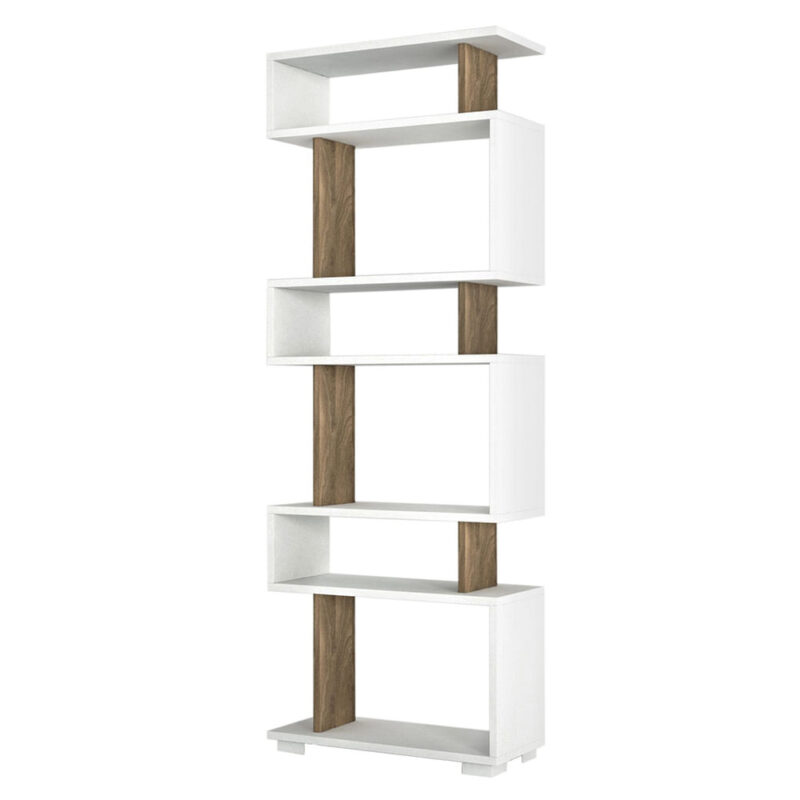 Етажерка Bonami 745DCD3606, 165х60 см, 6 нива, Меламиново покритие,  Бял/кафяв Намаления и отстъпки ЧеренПетък 3
