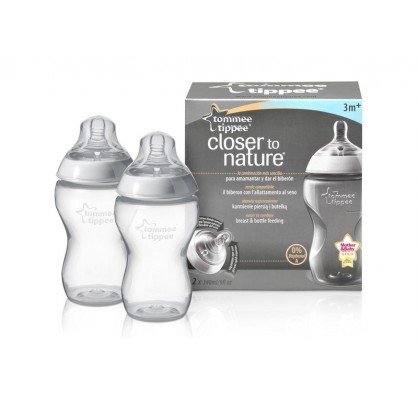 Комплект 2 бр шишета за хранене Tommee Tippee Easi Vent 340 мл 3м+ Намаления и отстъпки ЧеренПетък