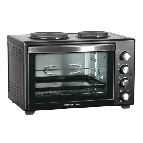 Готварска печка с въртящ се шиш FIRST AUSTRIA FA-5045-4, Фурна:1600W, Два котлона, Конвекция, 45 литра, Черен