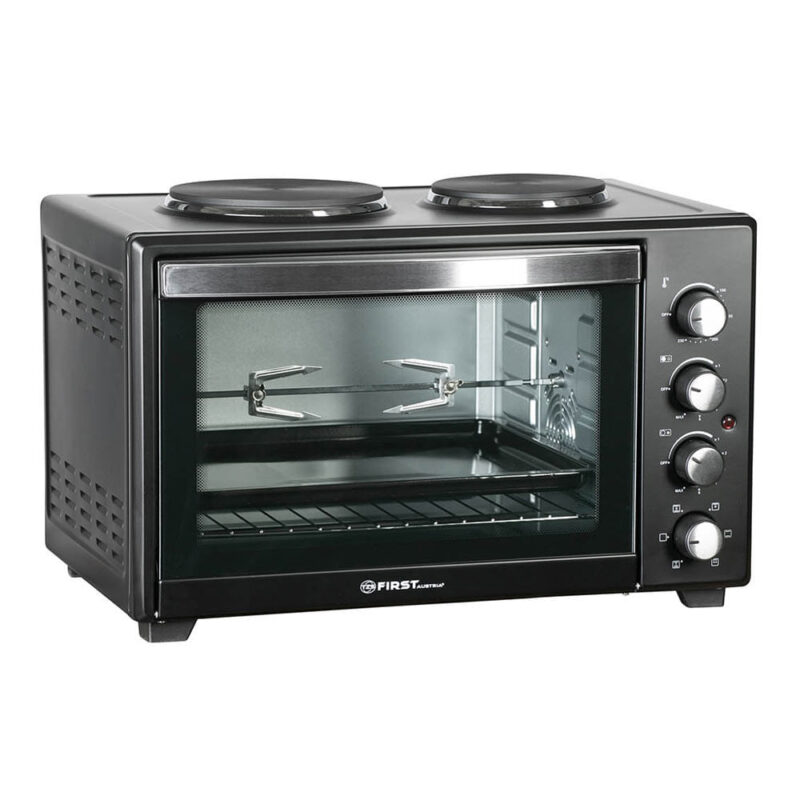 Готварска печка с въртящ се шиш FIRST AUSTRIA FA-5045-4, Фурна:1600W, Два котлона, Конвекция, 45 литра, Черен Намаления и отстъпки ЧеренПетък 2