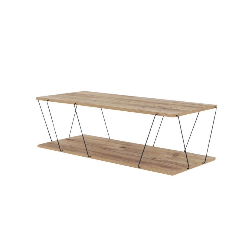 Холна маса Kalune Design 854KLN2808, 120х50 см, 2 нива, Меламиново покритие/метал, Кафяв/Черен Намаления и отстъпки ЧеренПетък 2