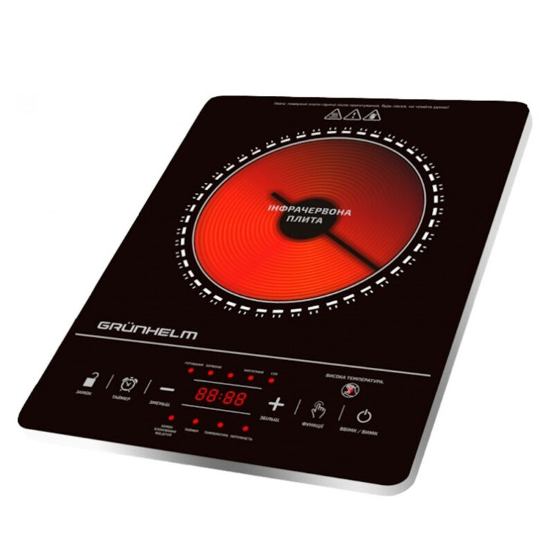 Инфрачервен котлон Grunhelm GIR-809, 2000W, Кристал, Защита, Таймер, 8 нива, Зона 26 см, Черен/инокс Намаления и отстъпки ЧеренПетък 3
