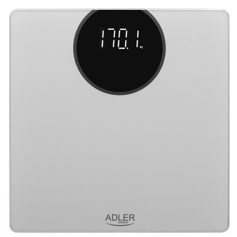 Кантар Adler AD 8175, Дигитален, LED дисплей, До 180 кг, 30х30см, Сив Намаления и отстъпки ЧеренПетък 3