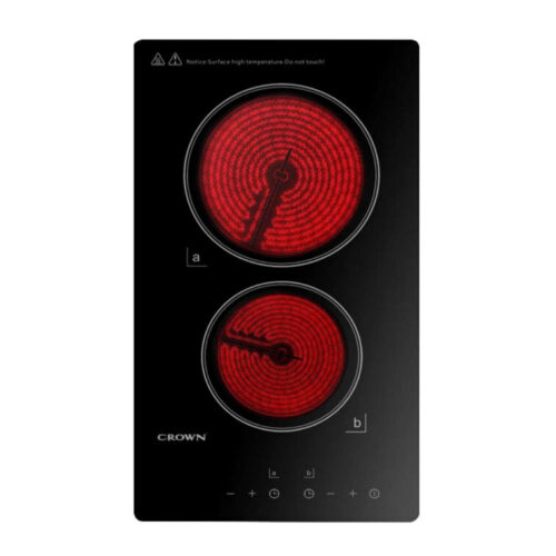 Керамичен плот за вграждане Crown VCP 32, 3000W, Двоен, Таймер 90 мин, Черен