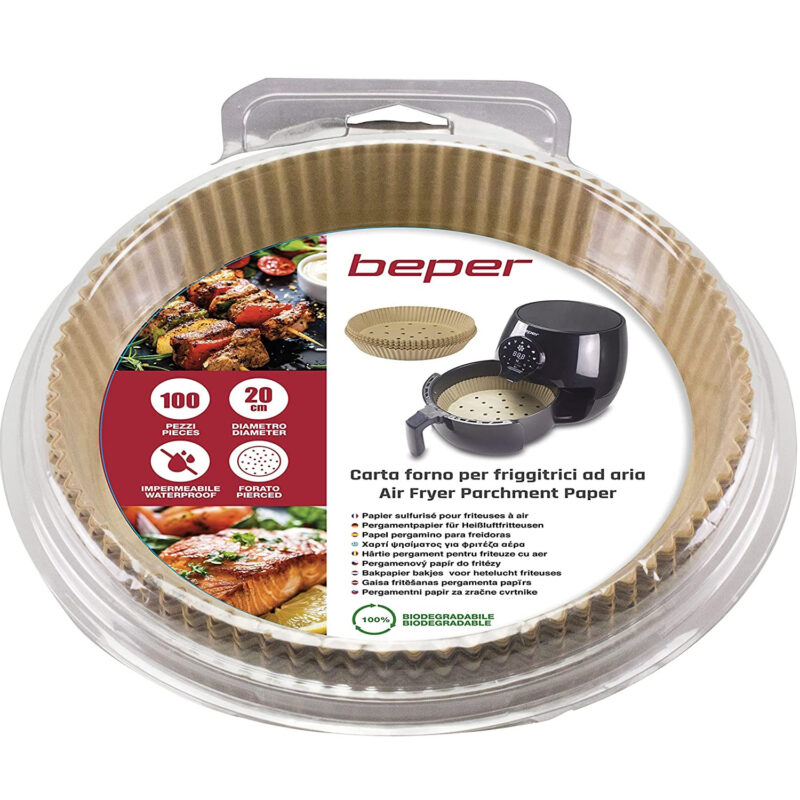 Комплект 100 бр. хартиени подложки за Air Fryer Beper C103ACC001, Пергаментова хартия, 20 см, Незалепващи, Биоразградими, Кафяв Намаления и отстъпки ЧеренПетък 3