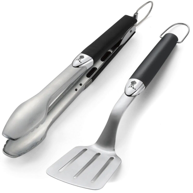 Комплект 2 броя прибори за барбекю Weber WB 6645 Premium, С кутия, Щипка, Шпатула, Неръждаема стомана, Инокс/черен Намаления и отстъпки ЧеренПетък 3
