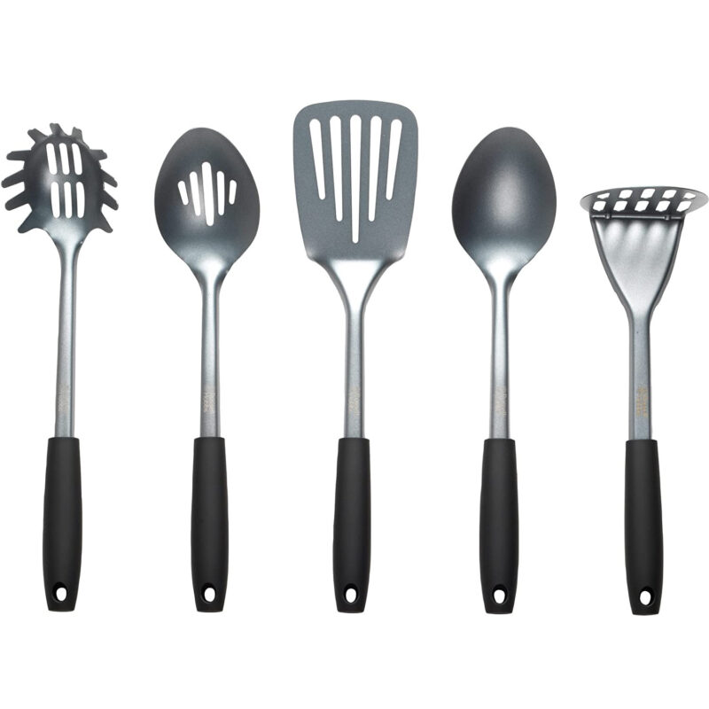 Комплект прибори за готвене Russell Hobbs Pearlised RH01722EU7, 5 части, Soft touch дръжка, Неръждаема стомана, Инокс/черен Намаления и отстъпки ЧеренПетък 3