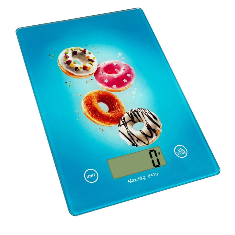 Кухненска везна Rosberg Premium RP51651KD Doughnut, 5 кг, ТАРА, Стъклена, Донат, Син Намаления и отстъпки ЧеренПетък 3