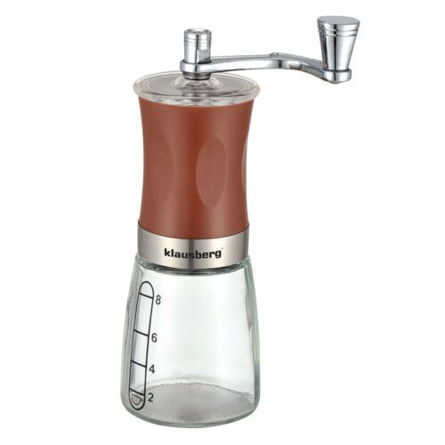 Механична мелничка за кафе Klausberg KB 7176, 8 чаши, Регулиране на големина, Стъкло, Кафяв