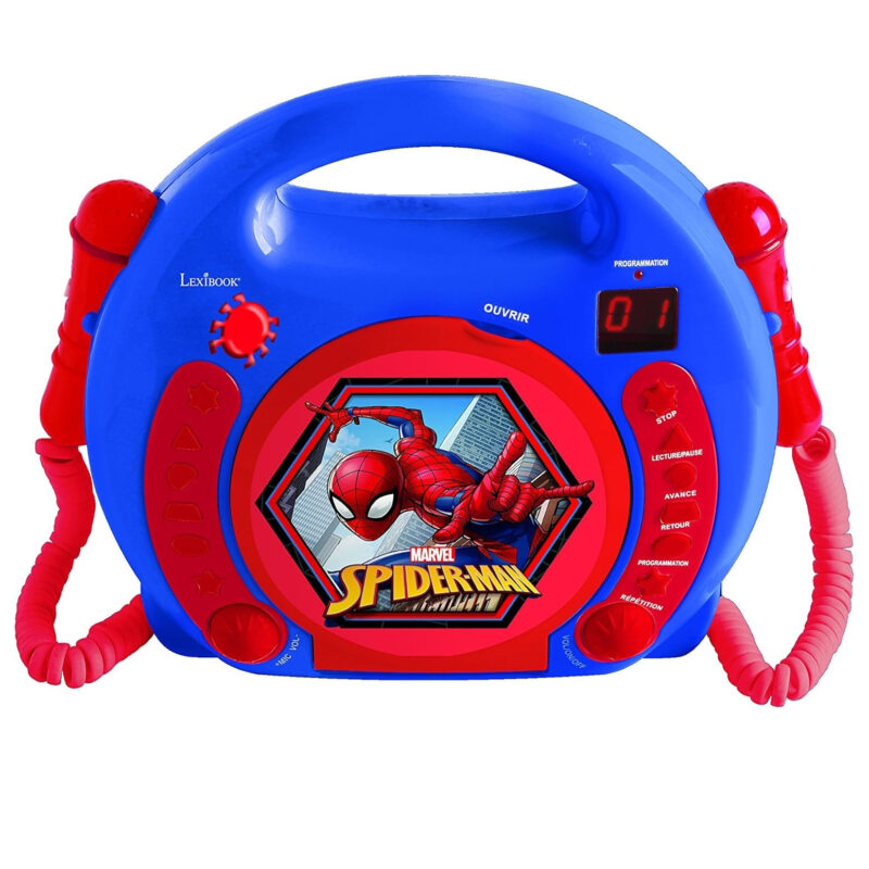 Музикален плеър Lexibook RCDK100SP Spider-Man , CD Player, 2 микрофона, Жак за слушалки, Син/червен Намаления и отстъпки ЧеренПетък 3