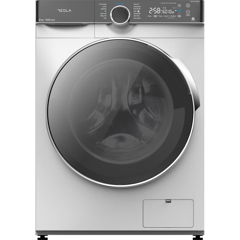 Пералня Tesla WF91490M, 2000W, Инверторен мотор, 1400 rpm/min, 9 кг., LED дисплей, Touch screen, Клас B, 14 програми, Сив Намаления и отстъпки ЧеренПетък 3