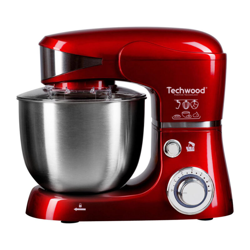 Планетарен миксер Techwood TRO-1055, 1000W, 5 литра, 6 скорости, 3 приставки, Червен/Инокс Намаления и отстъпки ЧеренПетък 3