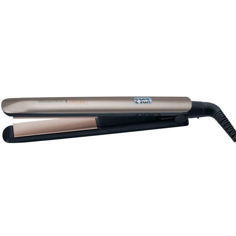 Преса за коса Remington S8540 Keratin Protect, Керамични плочи, 9 температурни настройки, LCD дисплей, Бронз/Черен Намаления и отстъпки ЧеренПетък 3