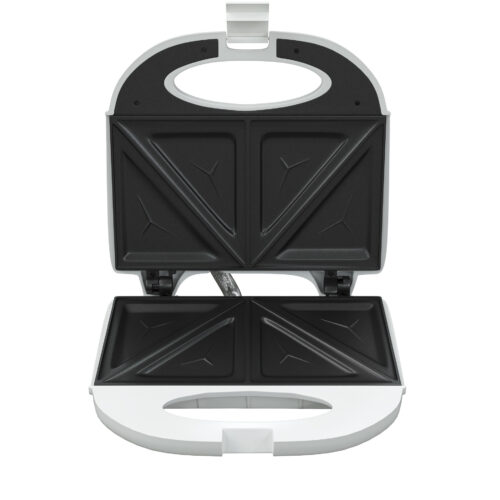 Сандвич тостер Tesla SM100W, 750W, За 2 филийки, Алуминиеви незалепващи плочи, 135 - 205C градуса, Бял