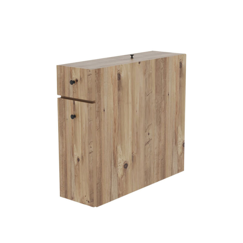 Шкаф за баня Kalune Design 854KLN3908, 19х60 см, 2 чекмеджета, Меламиново покритие, Кафяв Намаления и отстъпки ЧеренПетък 3