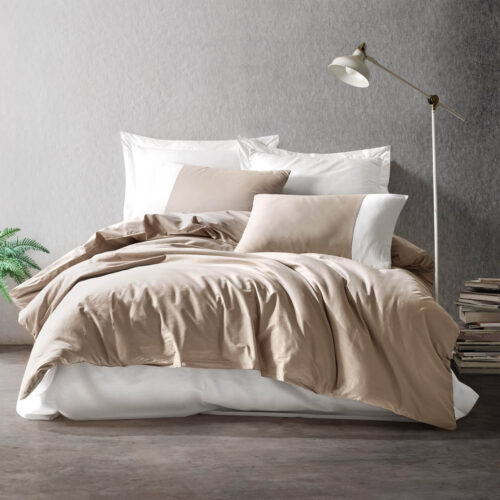 Спален комплект Cotton Box 129CTN2695, 100% памук, 4 части, Плик 200х220 см, Чаршаф 240х260 см, 2 Калъфки 50х70 см, Сивобежов/крем Намаления и отстъпки ЧеренПетък