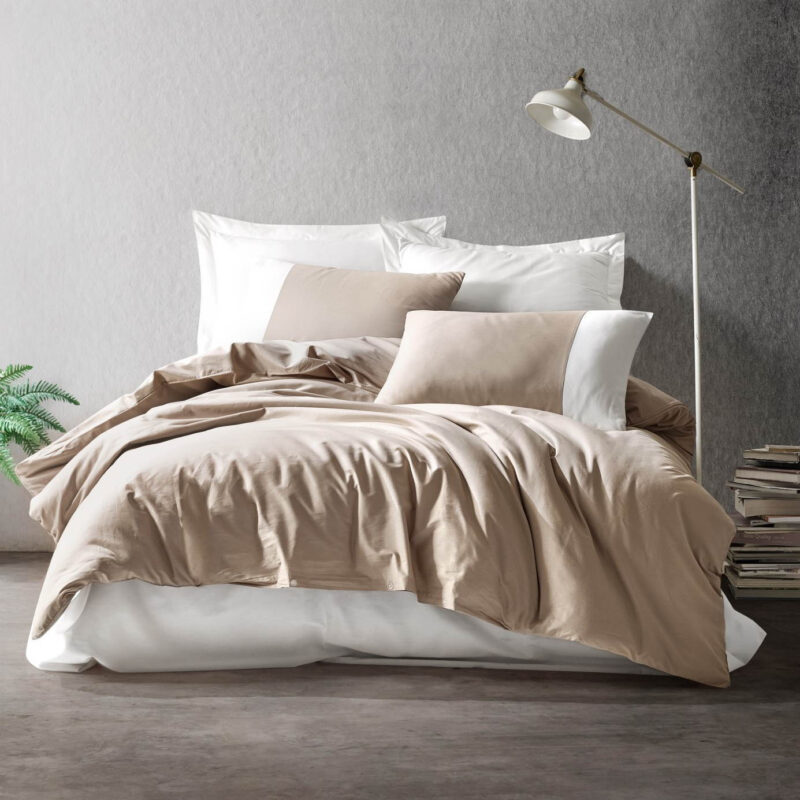 Спален комплект Cotton Box 129CTN2695, 100% памук, 4 части, Плик 200х220 см, Чаршаф 240х260 см, 2 Калъфки 50х70 см, Сивобежов/крем Намаления и отстъпки ЧеренПетък 2