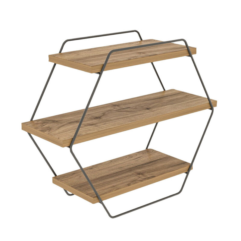 Стенна етажерка Kalune Design 854KLN1712, 52х60 см, 3 нива, Меламиново покритие/метал, Кафяв/черен Намаления и отстъпки ЧеренПетък 3