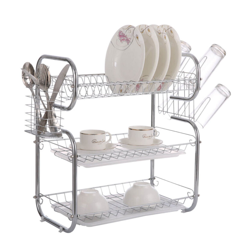 Сушилник за съдове на 3 нива Bohmann BH 7326, 2 тави, 55х48х24 см, Хром Намаления и отстъпки ЧеренПетък 2