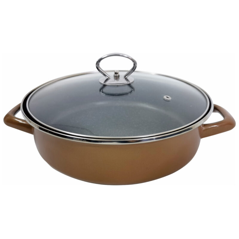 Тава и тенджера 2в1 Rosberg R51222A28CT, 28 см, Мраморно покритие, Капак, Индукция и фурна, Меден Намаления и отстъпки ЧеренПетък 3