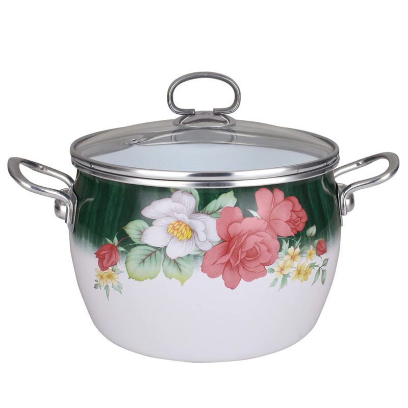 Тенджера Bohmann BH 8017-22F, 22 см, 4.5 литра, Емайл, Индукция, Бял с цветя Намаления и отстъпки ЧеренПетък 3