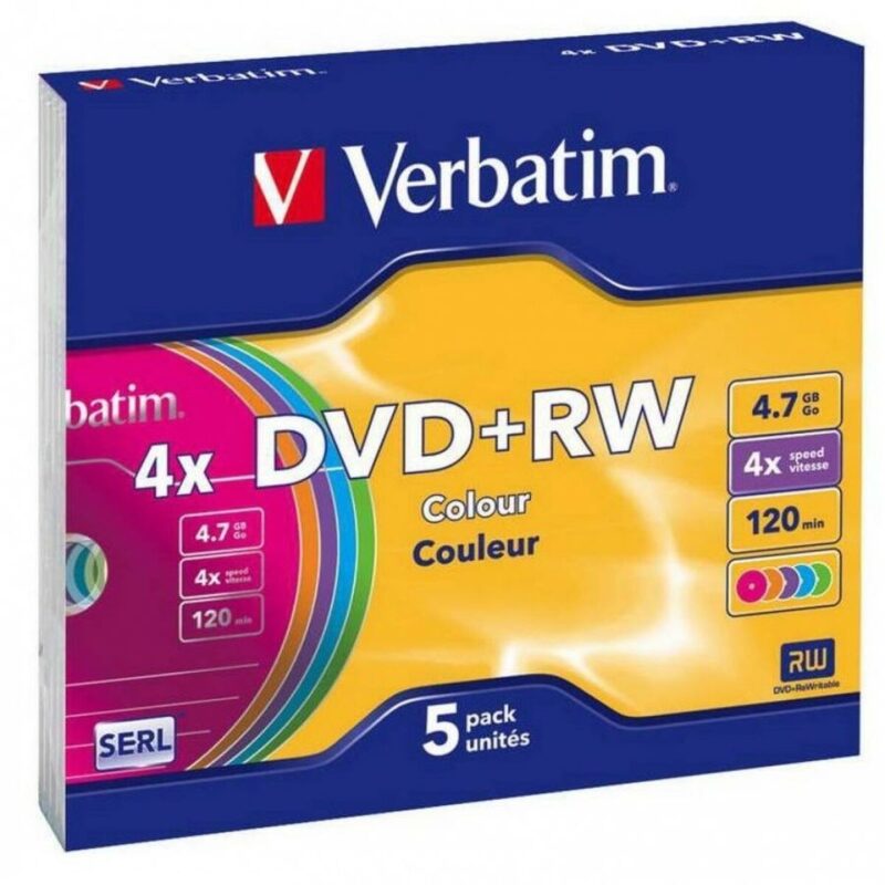 DVD-RW Verbatim Многоцветен 5 броя 4x 4,7 GB Намаления и отстъпки ЧеренПетък 3