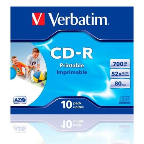 CD-R Verbatim Wide Inkjet Printable 10 броя 700 MB 52x Намаления и отстъпки ЧеренПетък