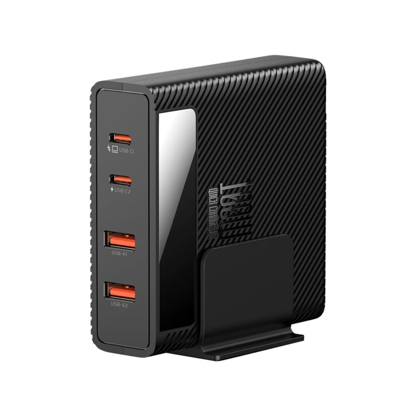 Комплект зарядно Xmart – 2 Type-C + 2 USB-A, GaN, 100W, черно Намаления и отстъпки ЧеренПетък 2