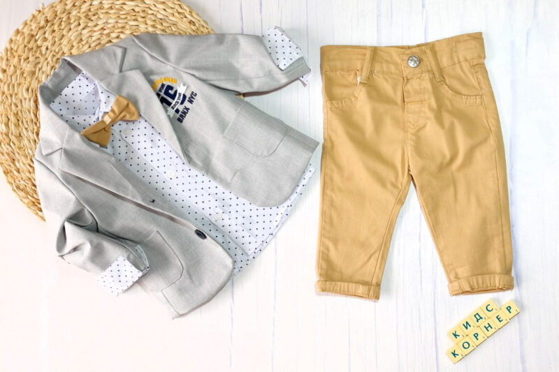 Официален бебешки комплект със сако Grey&Mustard Намаления и отстъпки ЧеренПетък