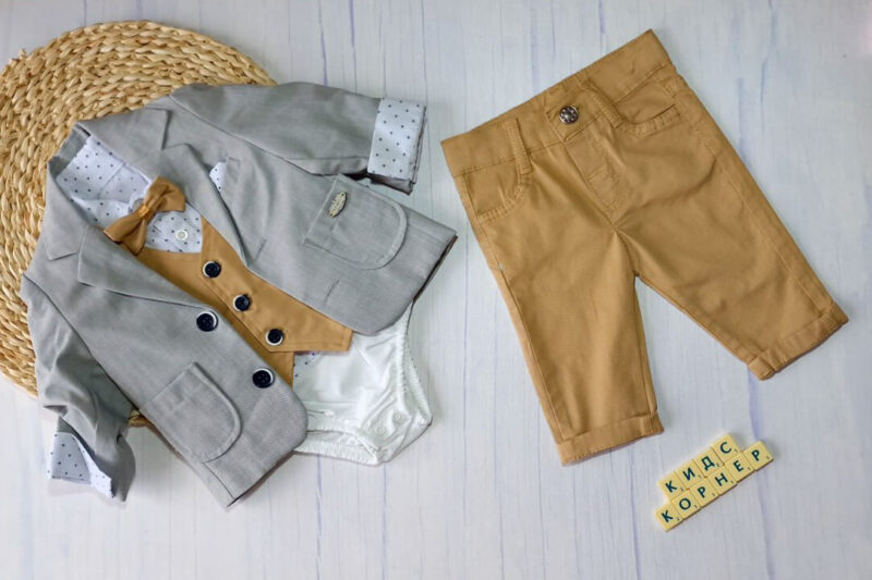 Официален бебешки комплект със сако Grey&Mustard Little Gentleman Намаления и отстъпки ЧеренПетък