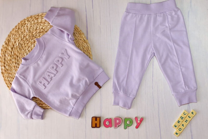 Памучен бебешки комплект Happy Purple Намаления и отстъпки ЧеренПетък