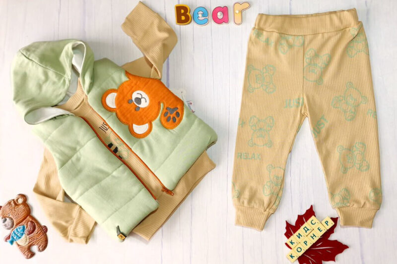 Бебешки комплект с елек Bear Mint&Brown Намаления и отстъпки ЧеренПетък
