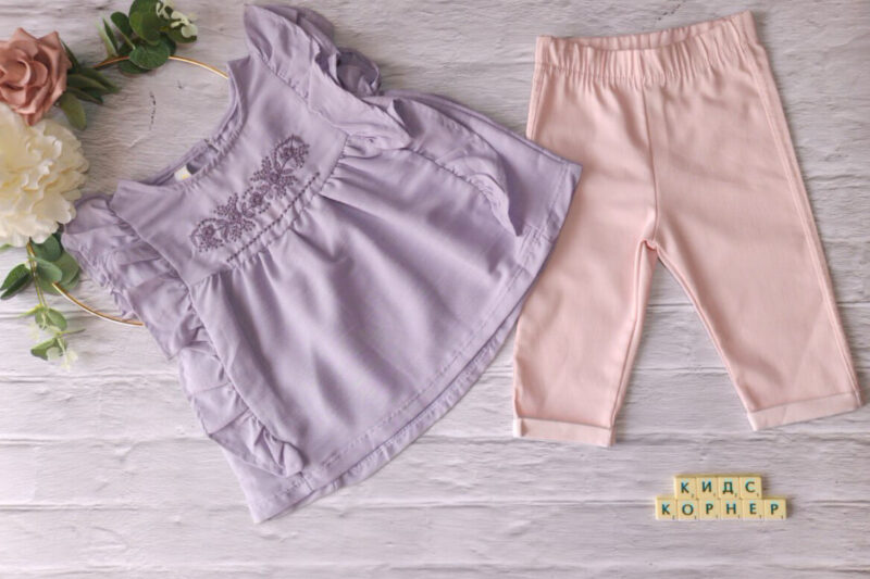 Летен детски комплект Purple&Pink Flowers Намаления и отстъпки ЧеренПетък