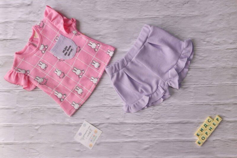 Летен комплект за момиче Waffled Bunny Pink Намаления и отстъпки ЧеренПетък