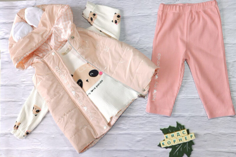 Бебешки комплект с елек Love Panda Pink Намаления и отстъпки ЧеренПетък