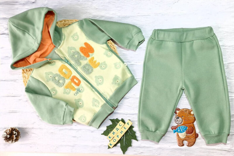 Ватиран бебешки комплект Born to be Cute Green Намаления и отстъпки ЧеренПетък