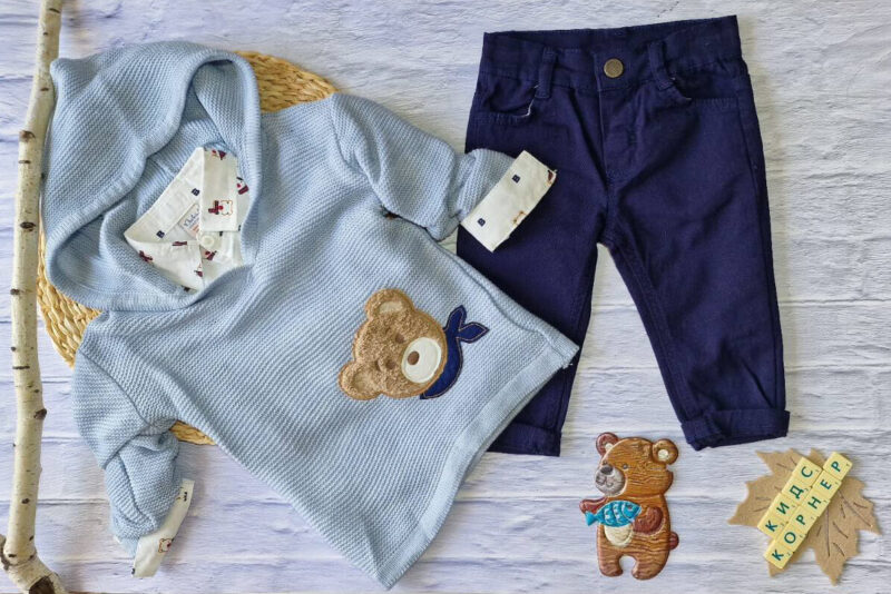 Спортно-елегантен комплект за момче Knitted Blue Bear Намаления и отстъпки ЧеренПетък
