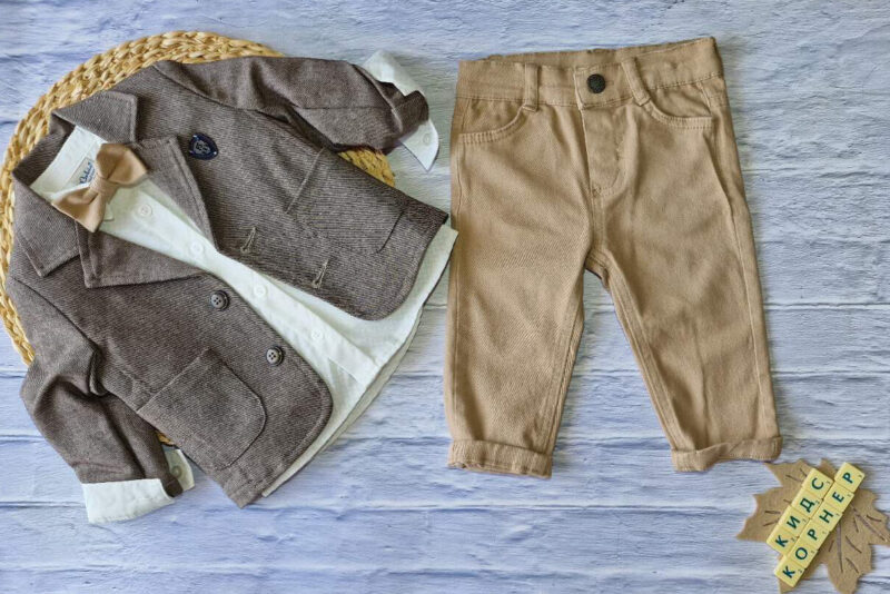 Официален комплект със сако за бебе момче Brown Style Намаления и отстъпки ЧеренПетък