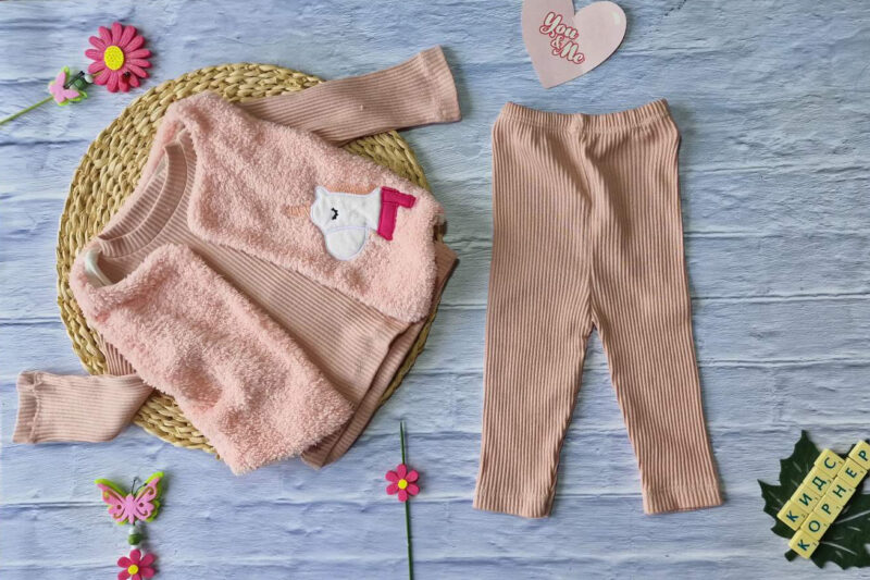 Бебешки комплект с плюшен елек Pink Unicorn Намаления и отстъпки ЧеренПетък