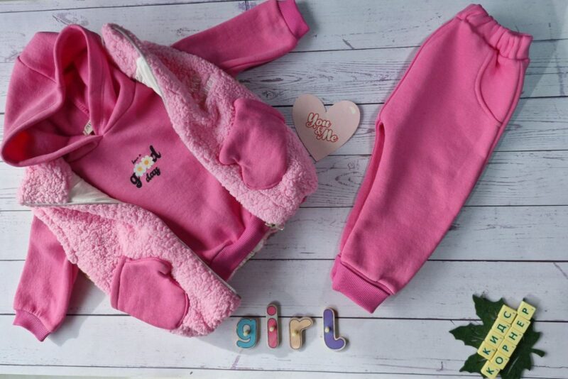 Ватиран детски комплект с елек Pink Mittens Намаления и отстъпки ЧеренПетък