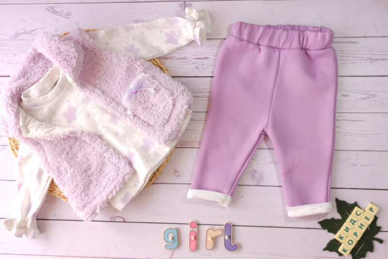 Бебешки комплект с елек Fluffy Purple Намаления и отстъпки ЧеренПетък