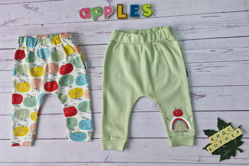 Комплект от двe памучни панталонки Green Apples Намаления и отстъпки ЧеренПетък