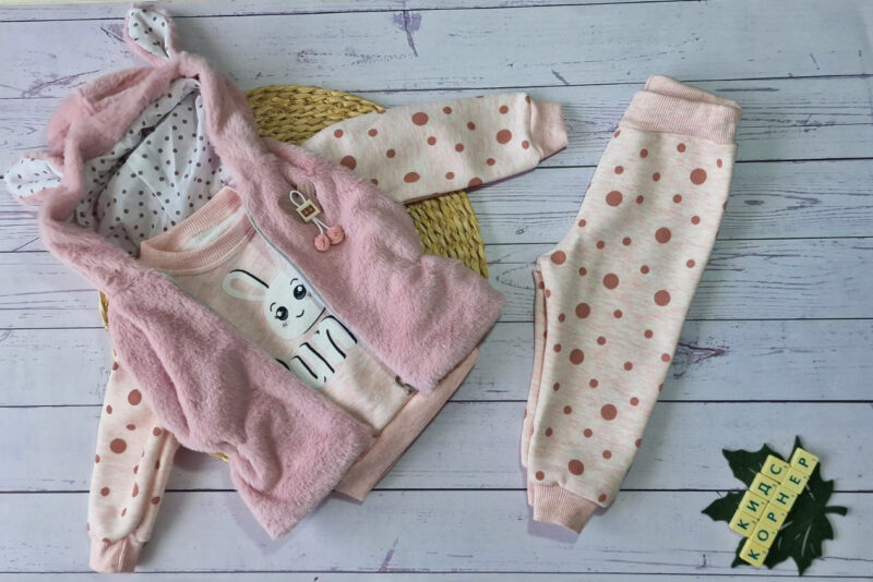 Ватиран бебешки комплект Bunny Pink Намаления и отстъпки ЧеренПетък